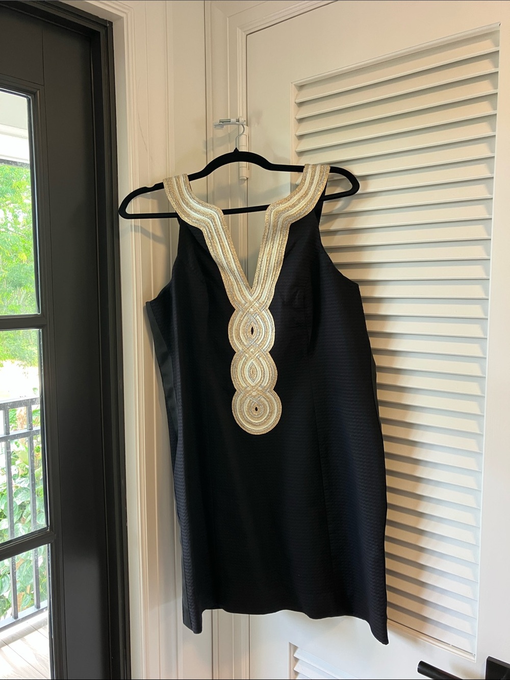Lilly Pulitzer black Sleeveless Dress with Gold Embellished V-Neck